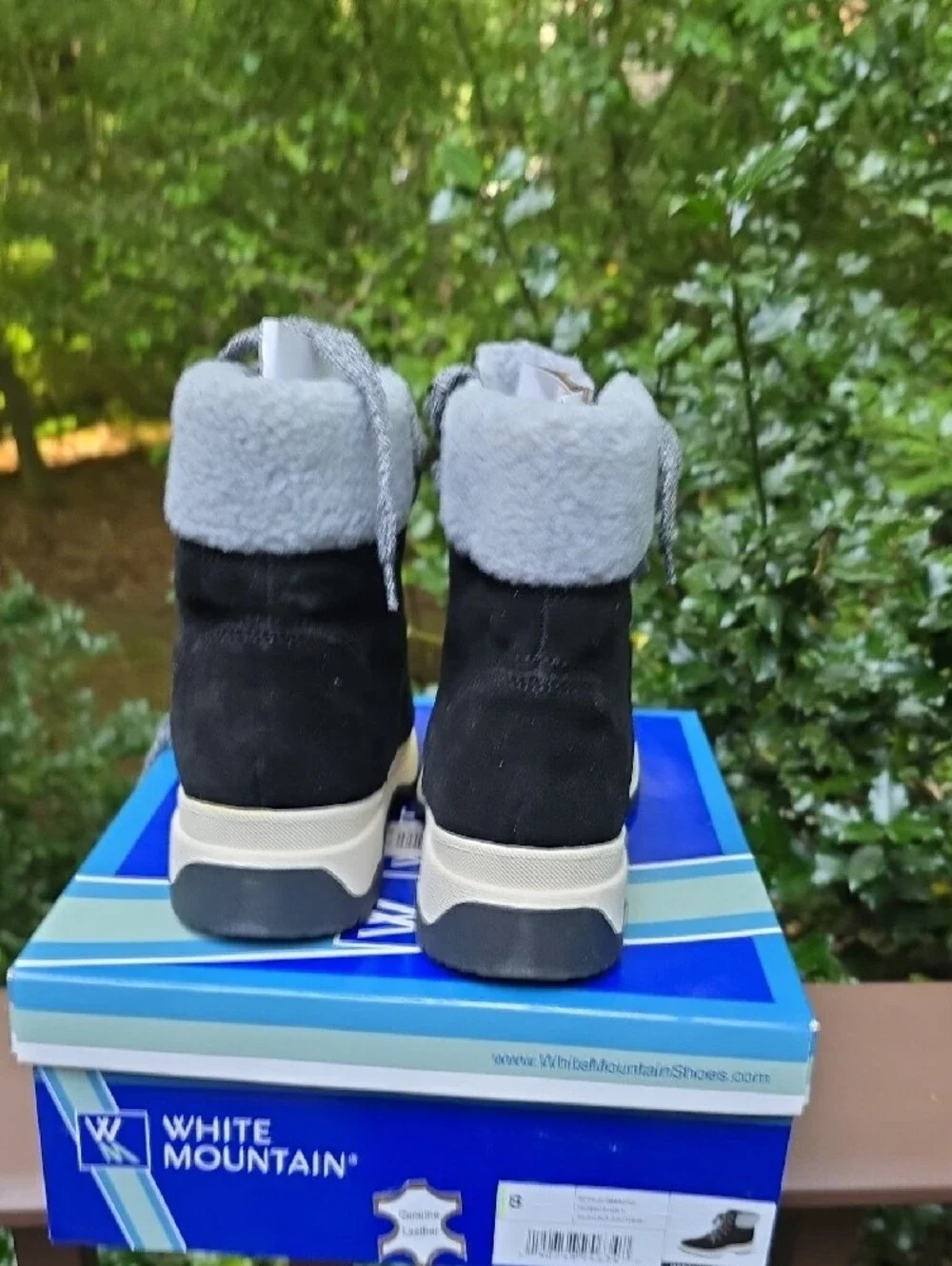 White Mountain Black Suede Lace-Up Faux-Shearling Boot - Picture 8 of 9